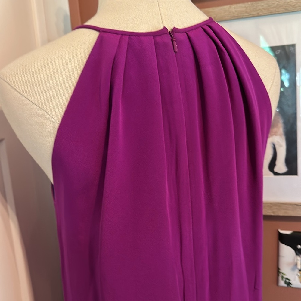 Jay Godfrey silk mini draped magenta lined shift pockets Halter zipper 2 Dress - Picture 7 of 15